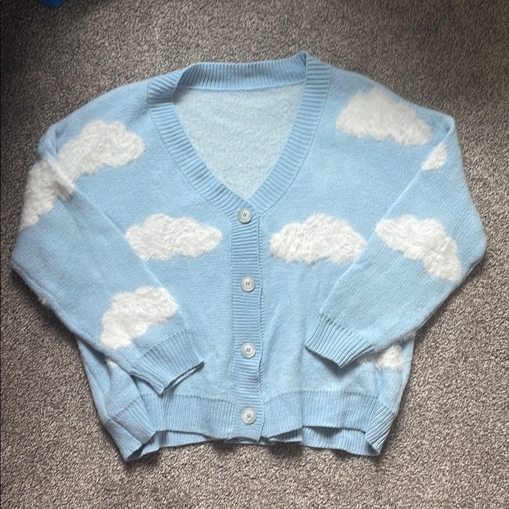 Blue Cloud Pattern Women's Sweater